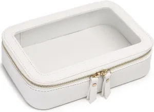 Duolan Clear Makeup Bag Portable Transparent Cosmetic Bag Organizer Clear Travel Makeup Case Toiletry Bag Makeup Bag for Car with Zipper for Women (A/White, M)