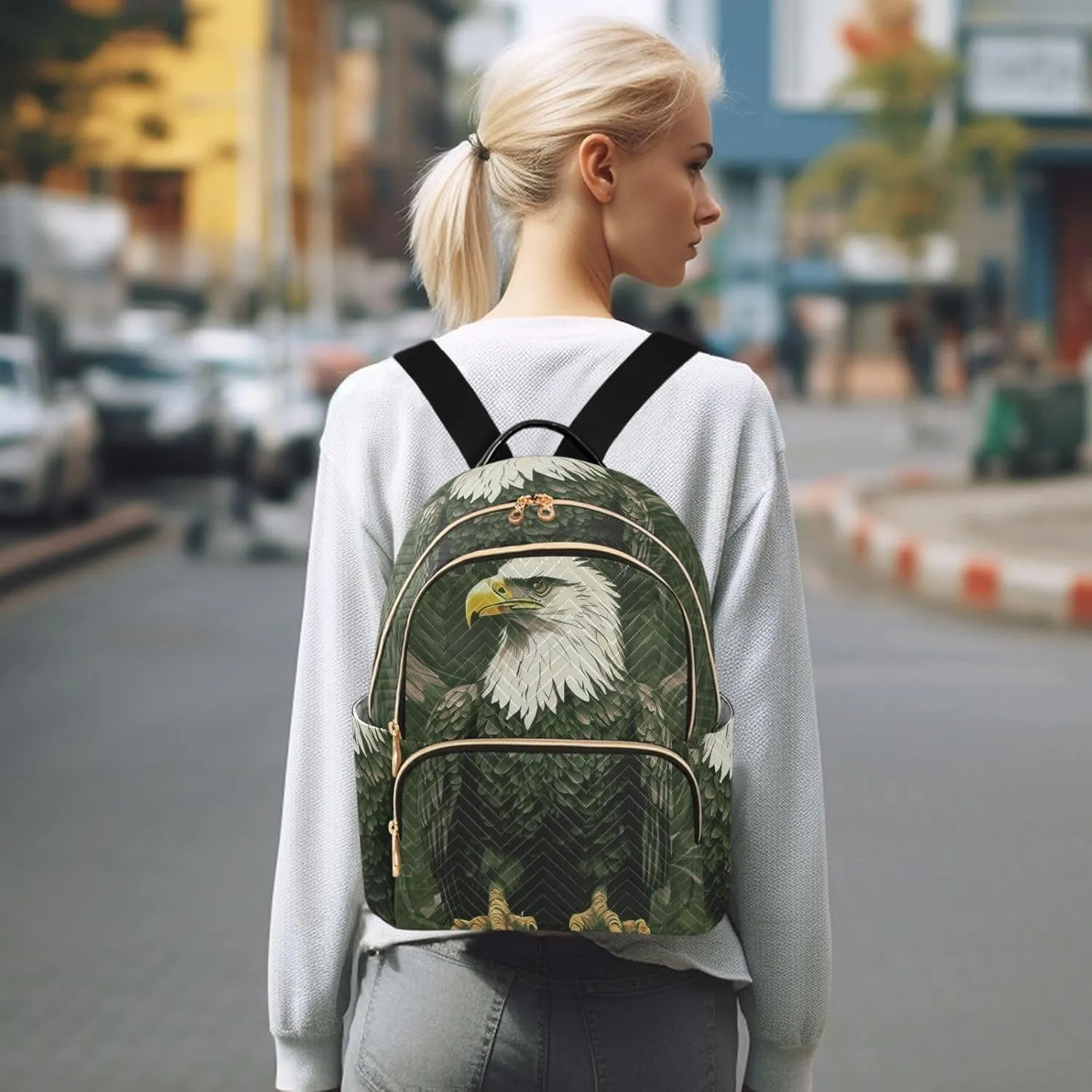 Eagle Mini Backpack Purse for Women Cute Small Backpack Light Weight Fashion Daypack for Work Travel Daily Backpack (Small Pattren 2)