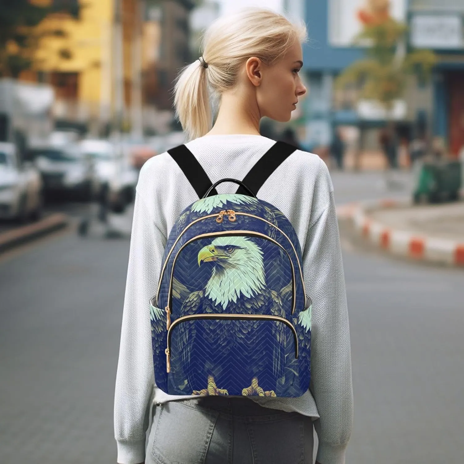 Eagle Mini Backpack Purse for Women Cute Small Backpack Light Weight Fashion Daypack for Work Travel Daily Backpack (Small Pattren 3)