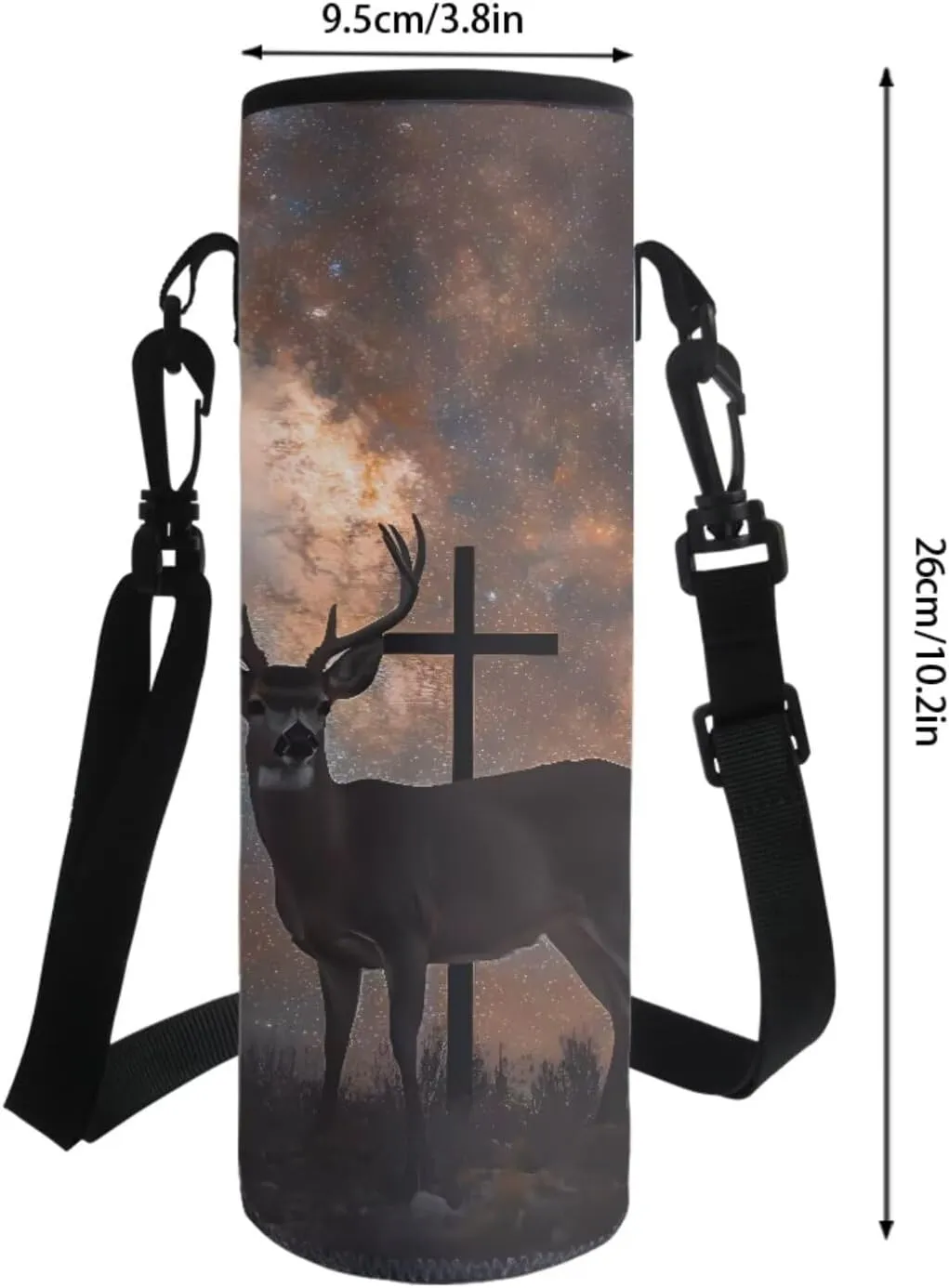 Elk Cross Galaxy Print 4PCS Backpack Set for Kids, Zippered Schoolbag with Lunch Box Pencil Case Water Bottle Sleeve, Large Preschool Kindergarten Elementary Shoulder Bookbags