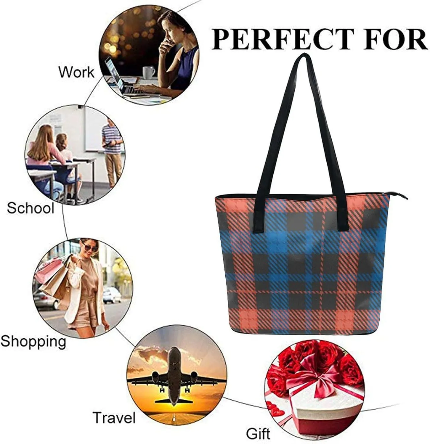 Fashion Handbag With Zipper Large Capacity Satchel Tote Bag Shoulder Bag