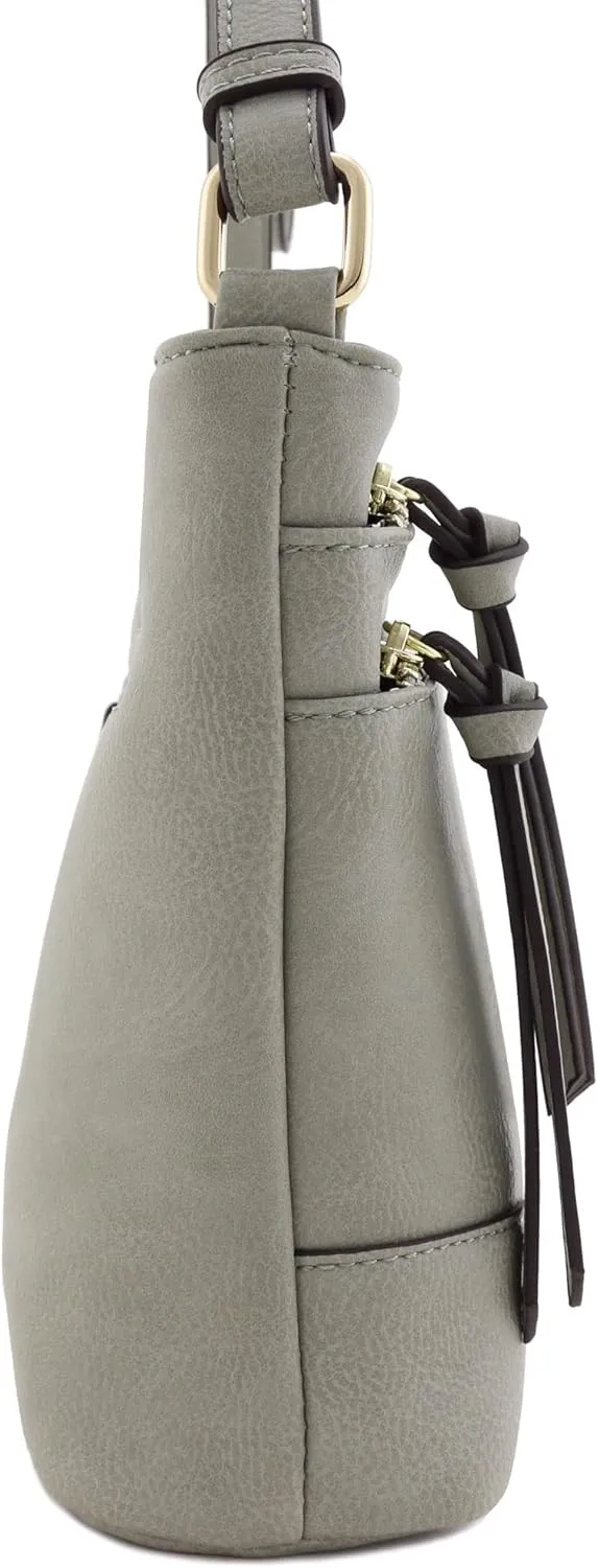 FashionPuzzle Triple Zipper Pocket Medium Crossbody Bag