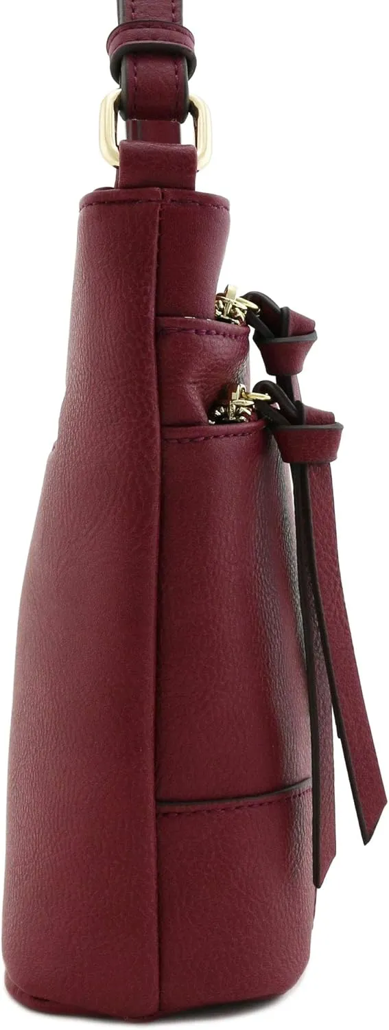 FashionPuzzle Triple Zipper Pocket Medium Crossbody Bag