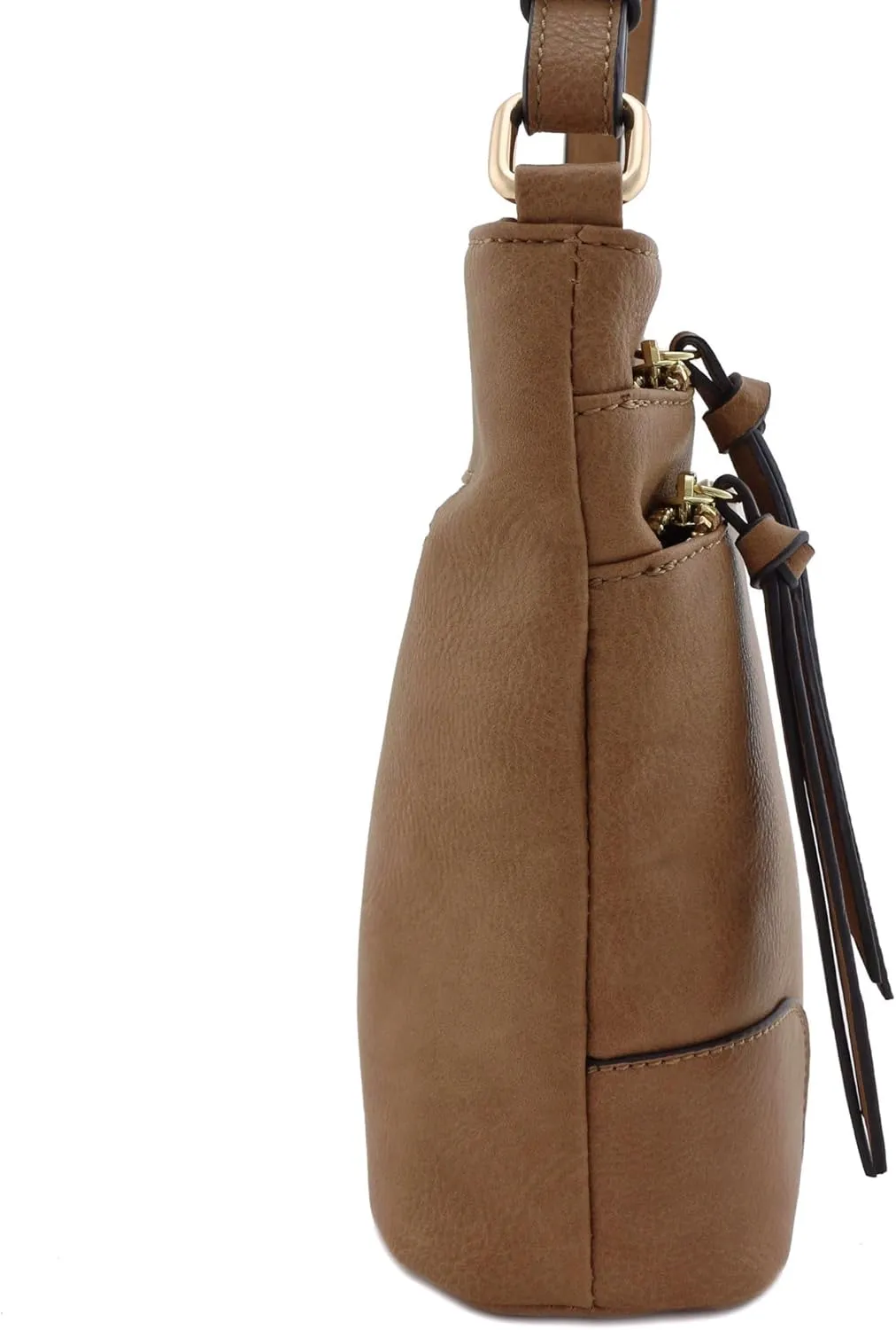FashionPuzzle Triple Zipper Pocket Medium Crossbody Bag