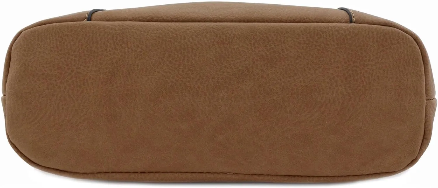 FashionPuzzle Triple Zipper Pocket Medium Crossbody Bag