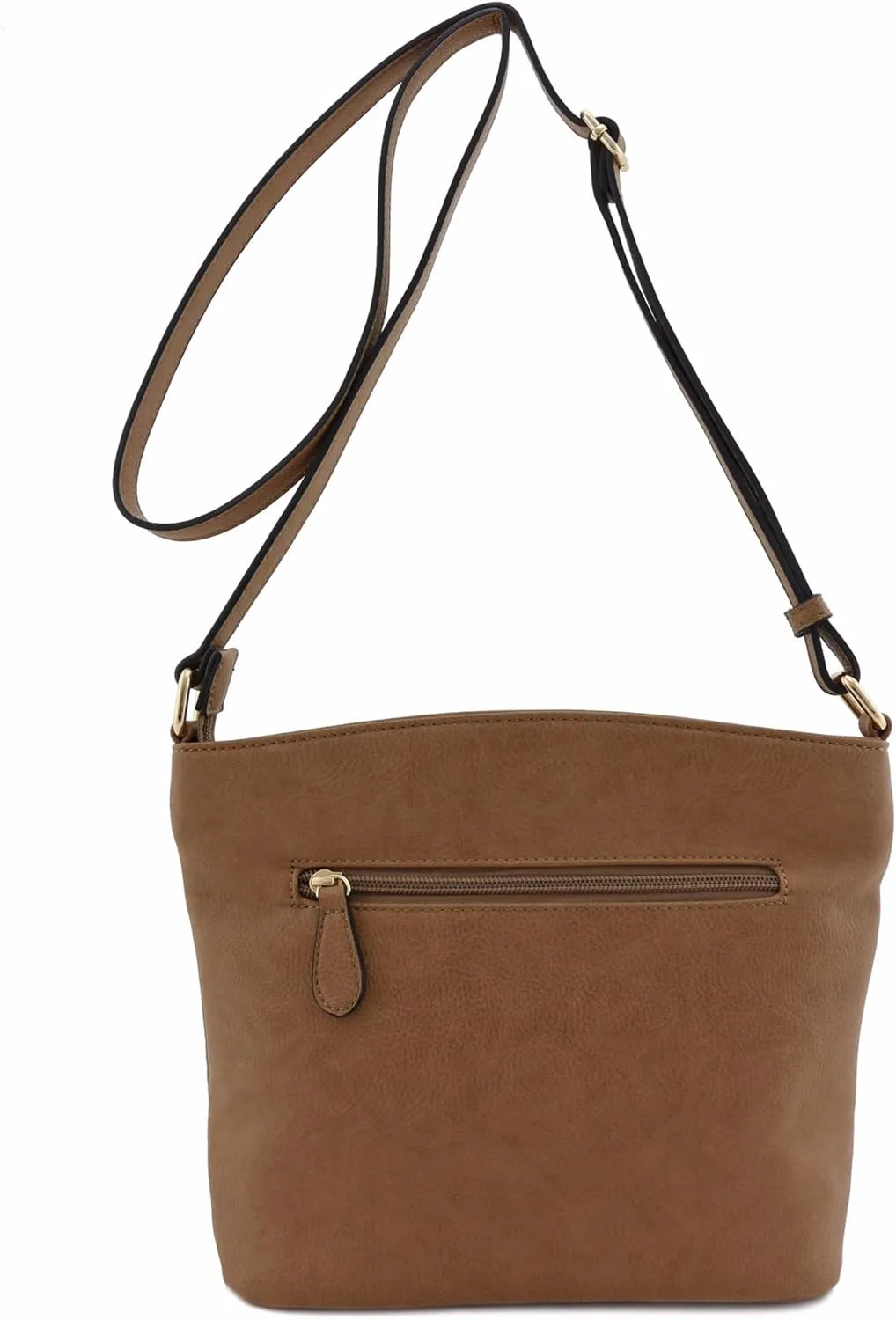 FashionPuzzle Triple Zipper Pocket Medium Crossbody Bag