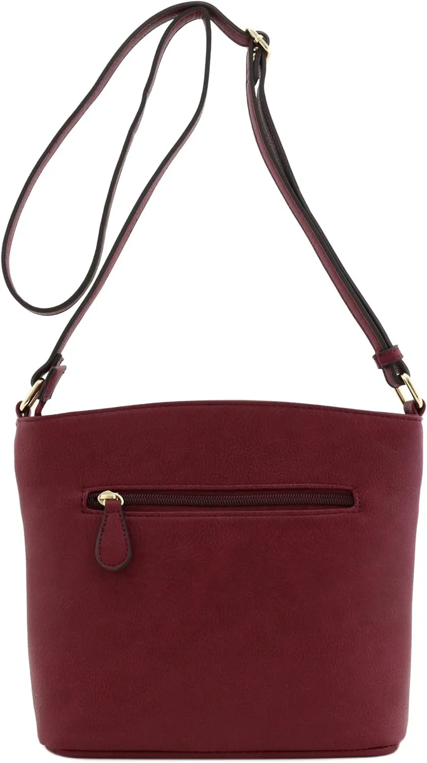 FashionPuzzle Triple Zipper Pocket Medium Crossbody Bag