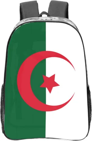 Flag Of Algeria Transparent Backpack-16-Inch Pvc Clear Backpack With Side Pockets,Black