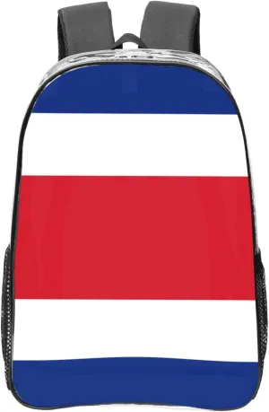 Flag Of Costa Rica Transparent Backpack-16-Inch Pvc Clear Backpack With Side Pockets,Black