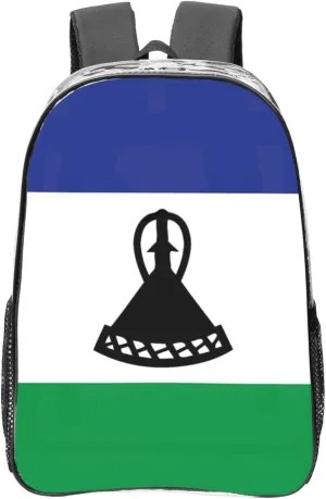 Flag Of Lesotho Transparent Backpack-16-Inch Pvc Clear Backpack With Side Pockets,Black