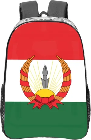 Flag Of Mahabad Transparent Backpack-16-Inch Pvc Clear Backpack With Side Pockets,Black