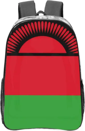 Flag Of Malawi Transparent Backpack-16-Inch Pvc Clear Backpack With Side Pockets,Black