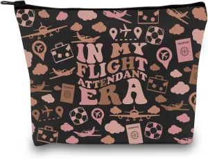 Flight Attendant Gift In My Flight Attendant Era Stewardess Aviation Travel Makeup Bag for Cabin Crew Hostess Aviation Gift (Flight Attendant Era Black)