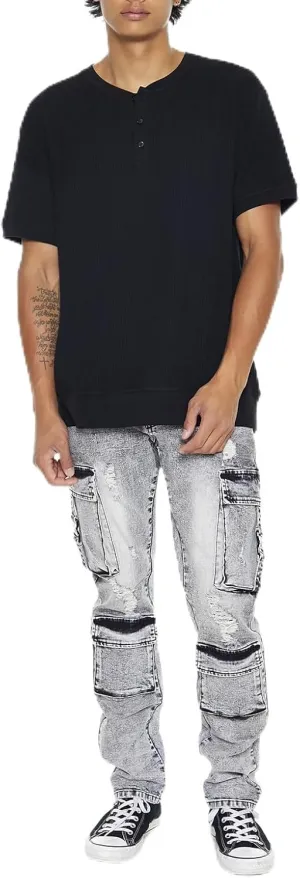 Forever 21 Men's Acid Wash Slim-fit Cargo Jeans