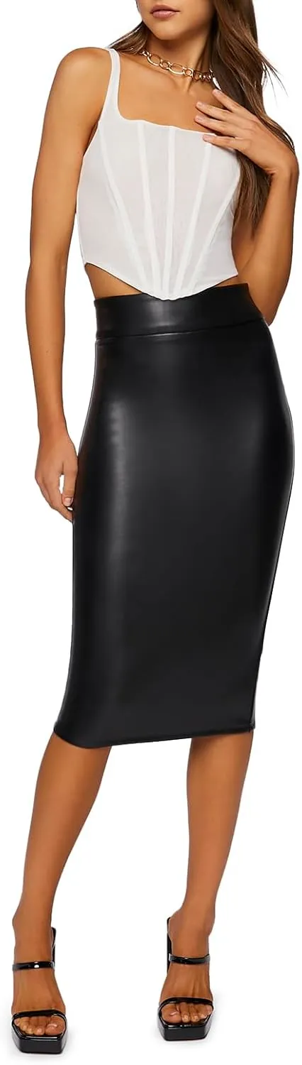 Forever 21 Women's Faux Leather Midi Skirt