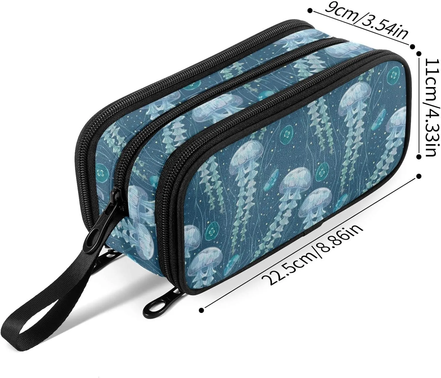 Fustylead Transparent Jellyfish Big Capacity Pencil Pen Case, Multi-Purpose Makeup Bag Organizer Storage Pouch for Office College School Hiking Travel