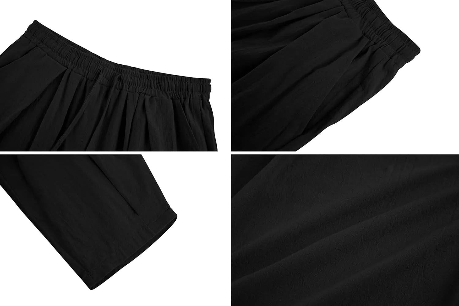 Gafeng Mens Linen Yoga Pants Elastic Waist Drawstring Summer Beach Loose Fit Casual Tapered Trousers