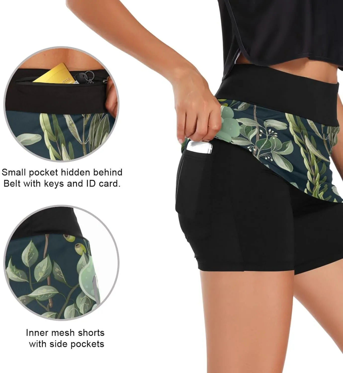 GAIGEO T Rex in Rain Womens Exercise Skirt, Tennis Skirts with Shorts, Lightweight Tennis Skirts for Summer, S-XXL