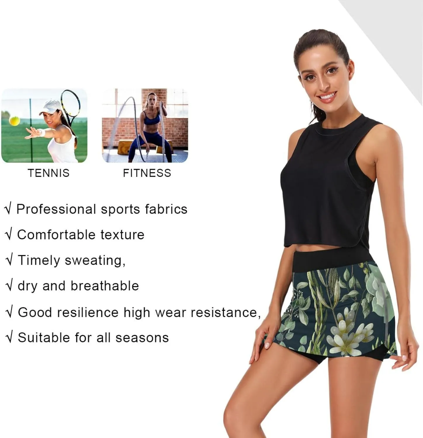 GAIGEO T Rex in Rain Womens Exercise Skirt, Tennis Skirts with Shorts, Lightweight Tennis Skirts for Summer, S-XXL
