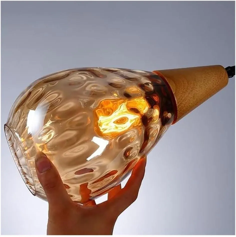 Garden parasols Creative Spherical Glass Pendant Light Single Head Chandelier Height Adjustable Hanging Wire LED Warm Light 3000K Lighting Fixture for Restaurant Bar Coffee Shop Dining Room Living