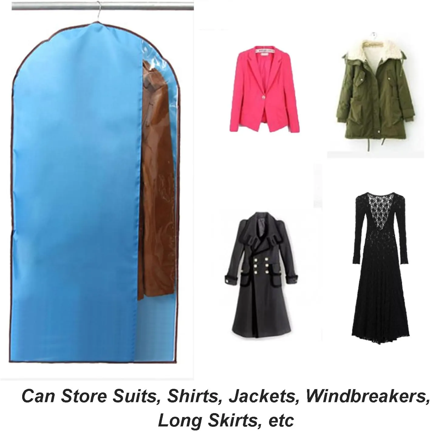 Garment Bag Suit Bag for Storage and Travel, Garment Covers with Zipper and Visible Transparent Window for Dresses, Suits, Coats, and More(Gray,58x160cm/23x63in)