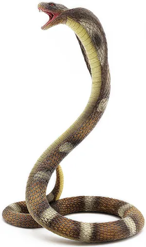 Gemini&Genius King Cobra Figurine Toy- Safari Animal Toys, Fake Snake Action Figures, Scary Snake Toy-6.5 Inches Height, or Garden Decor Scare Birds
