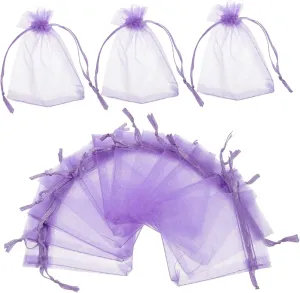 Generic 50pcs Organza Gift Bag Jewelry Wrapping Bags Cookie Bags Clear Packaging Bags Small Halloween Mesh Party Decoration Mini Presents Bags Mesh Bags Gifts Bag Gauze Bag Candy Purple