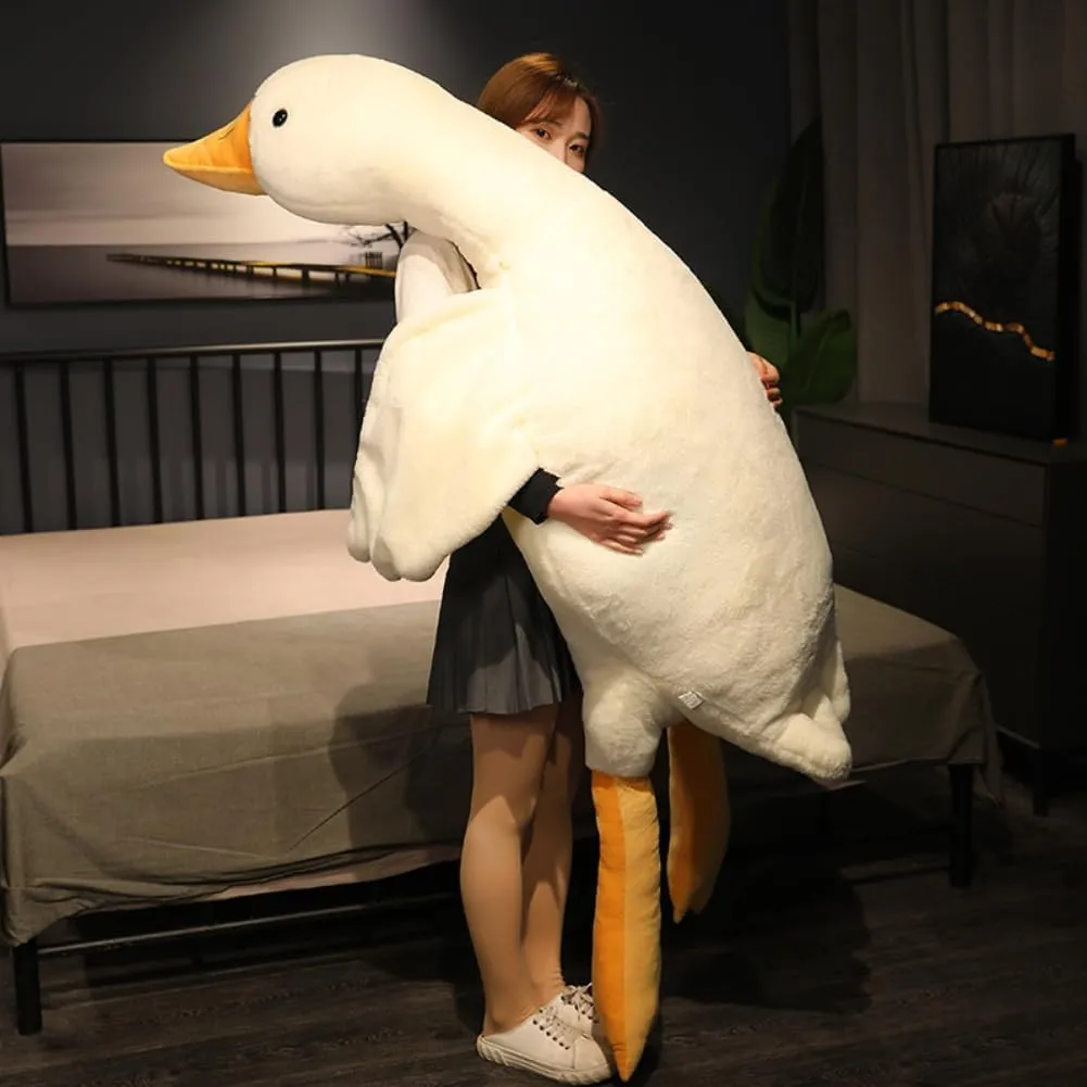 Giant Goose Stuffed Animal, 74.8 Inch Soft White Goose Plush Pillow, Cute Duck Plush Toy Swan Plushie Doll Sleeping Hugging Pillows Gift for Girls Boys