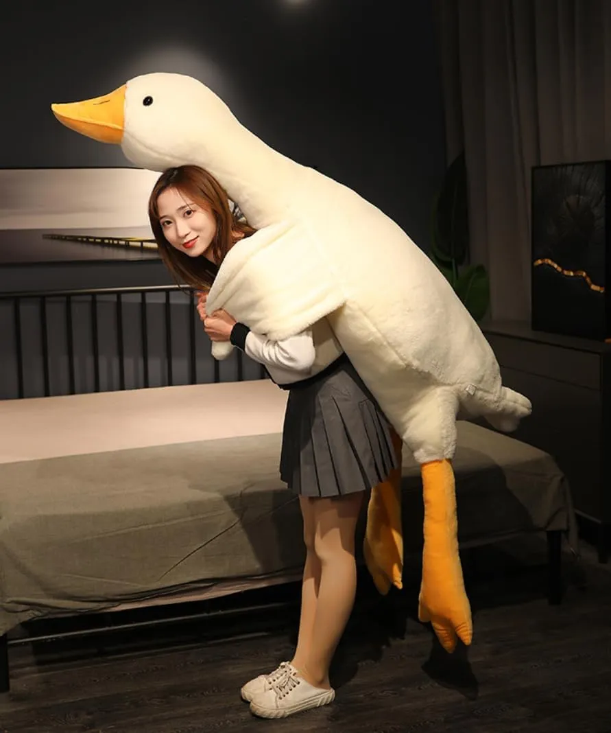 Giant Goose Stuffed Animal, 74.8 Inch Soft White Goose Plush Pillow, Cute Duck Plush Toy Swan Plushie Doll Sleeping Hugging Pillows Gift for Girls Boys