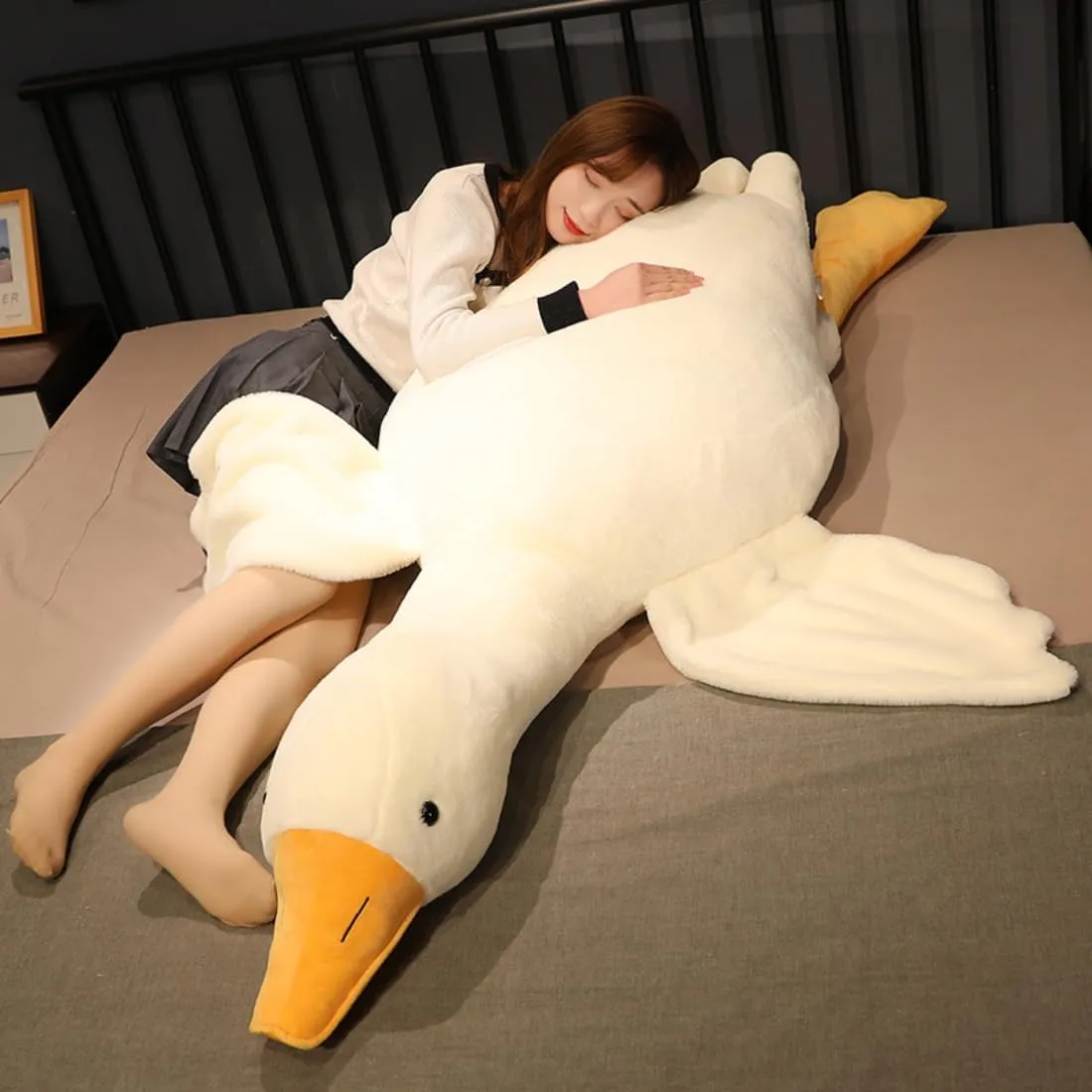 Giant Goose Stuffed Animal, 74.8 Inch Soft White Goose Plush Pillow, Cute Duck Plush Toy Swan Plushie Doll Sleeping Hugging Pillows Gift for Girls Boys