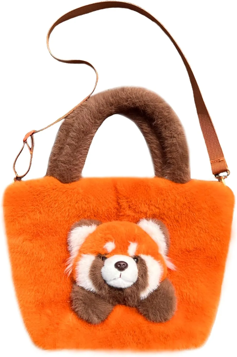 Girls' Animal Plush Handbag Small Size Crossbody Bag Cute Panda Doll Furry Purse