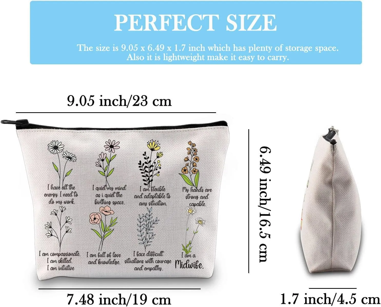 GJTIM Midwife Thank You Gift Doula Zipper Pouch Labor and Delivery Nurse Makeup Bag