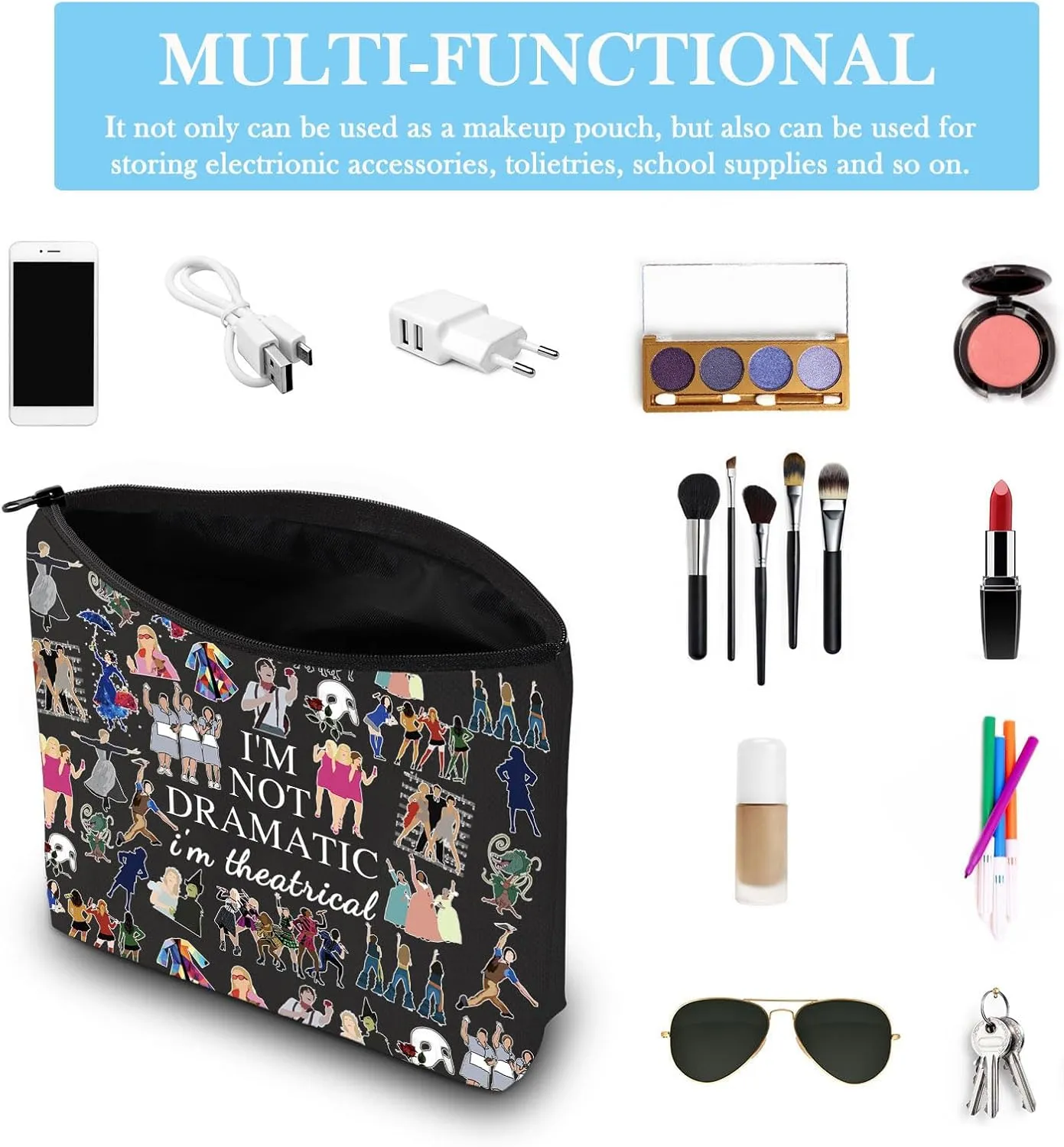 GJTIM Musical Gift Theatre Bag I'm Not Dramatic I'm Theatrical Musical Theatre Gift Zipper Pouch