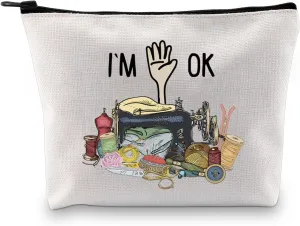 GJTIM Quilting Themed Gift Sewing Gift Sewing Storage Bag Stitching Makeup Bag For Quilters Seamstress Tailors Sewing Lovers (OK Sewing Bag)