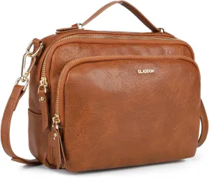 GLITZALL Multi Pockets Crossbody Bags for Women Small Top Handle Purse Satchel and Medium Pocketbooks with Soft Vegan Leather