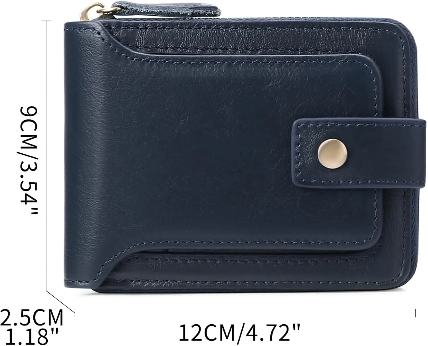 GOIACII Zipper Wallet for Men Genuine Leather RFID Blocking Mens Wallet with Zipper Coin Pocket ID Window Zipper Wallets Large Capacity