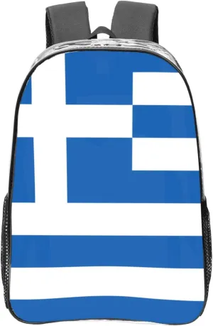 Greek Flag Transparent Backpack-16-Inch Pvc Clear Backpack With Side Pockets,Black