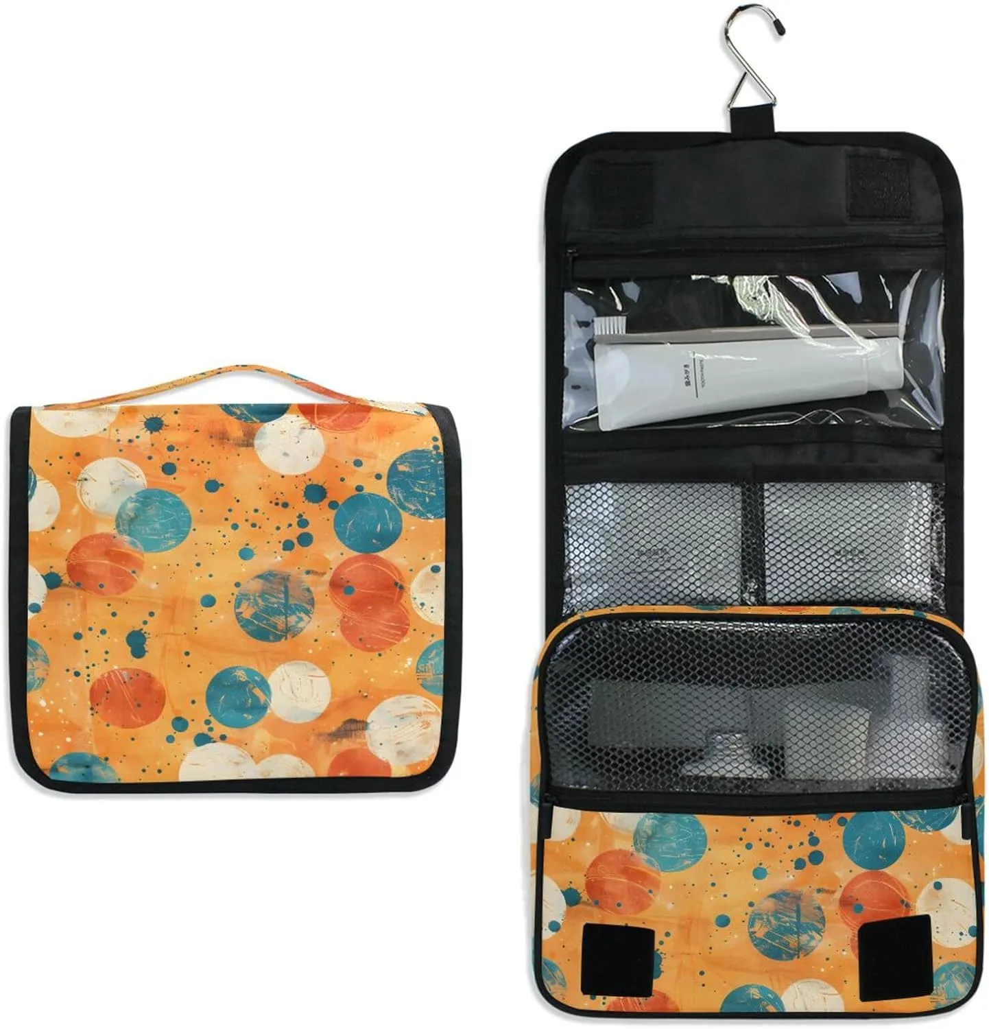 Hanging Toiletry Bag Polka-dot Travel Makeup bag for Toiletries Portable Travel Toiletry Organizer Cosmetic Bags with Hanging Hook