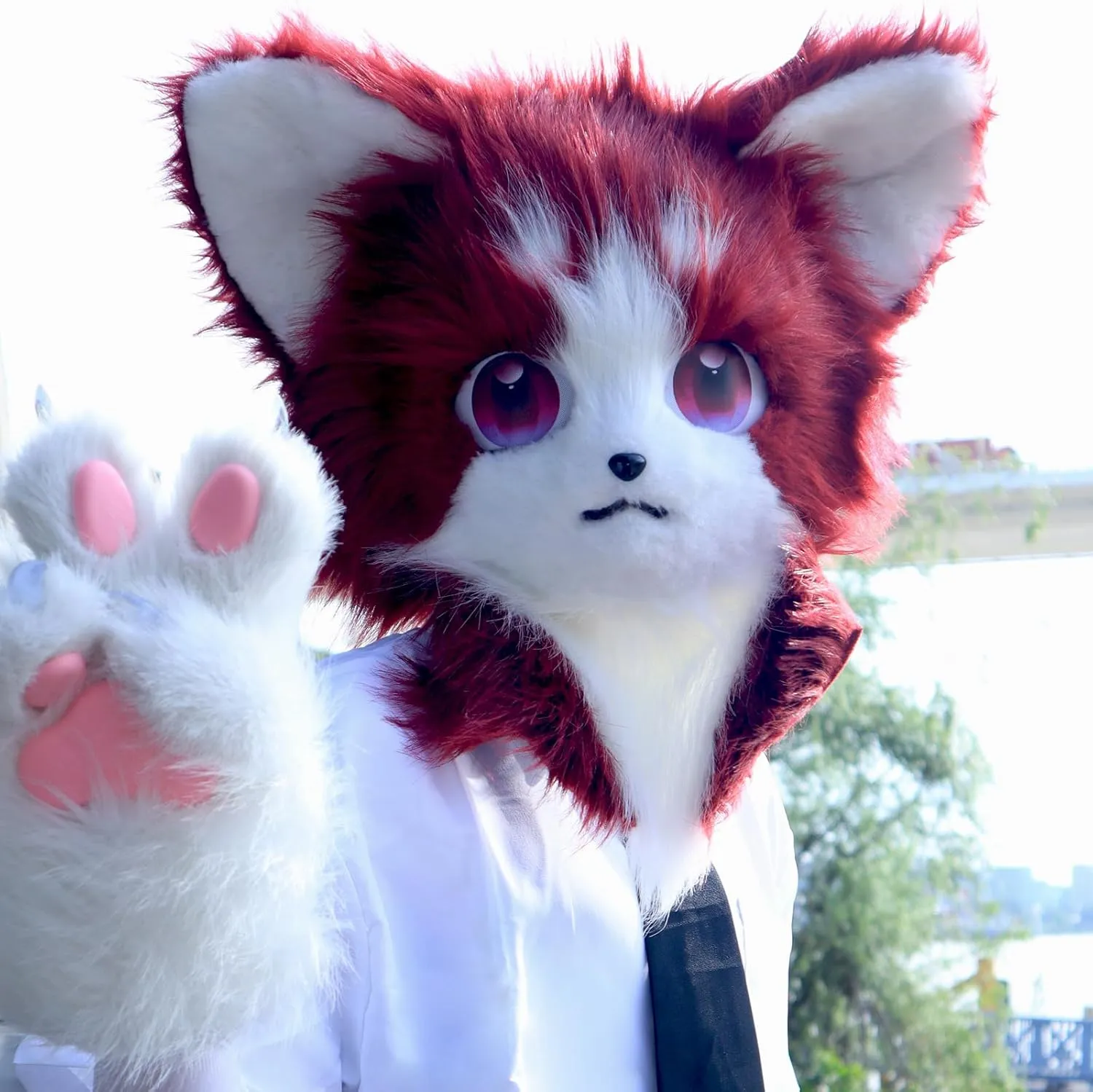 HAOAN Animal Furry Fursuit Head Mask Plush Cat Fox Mask Costume Props for Halloween Cosplay Party