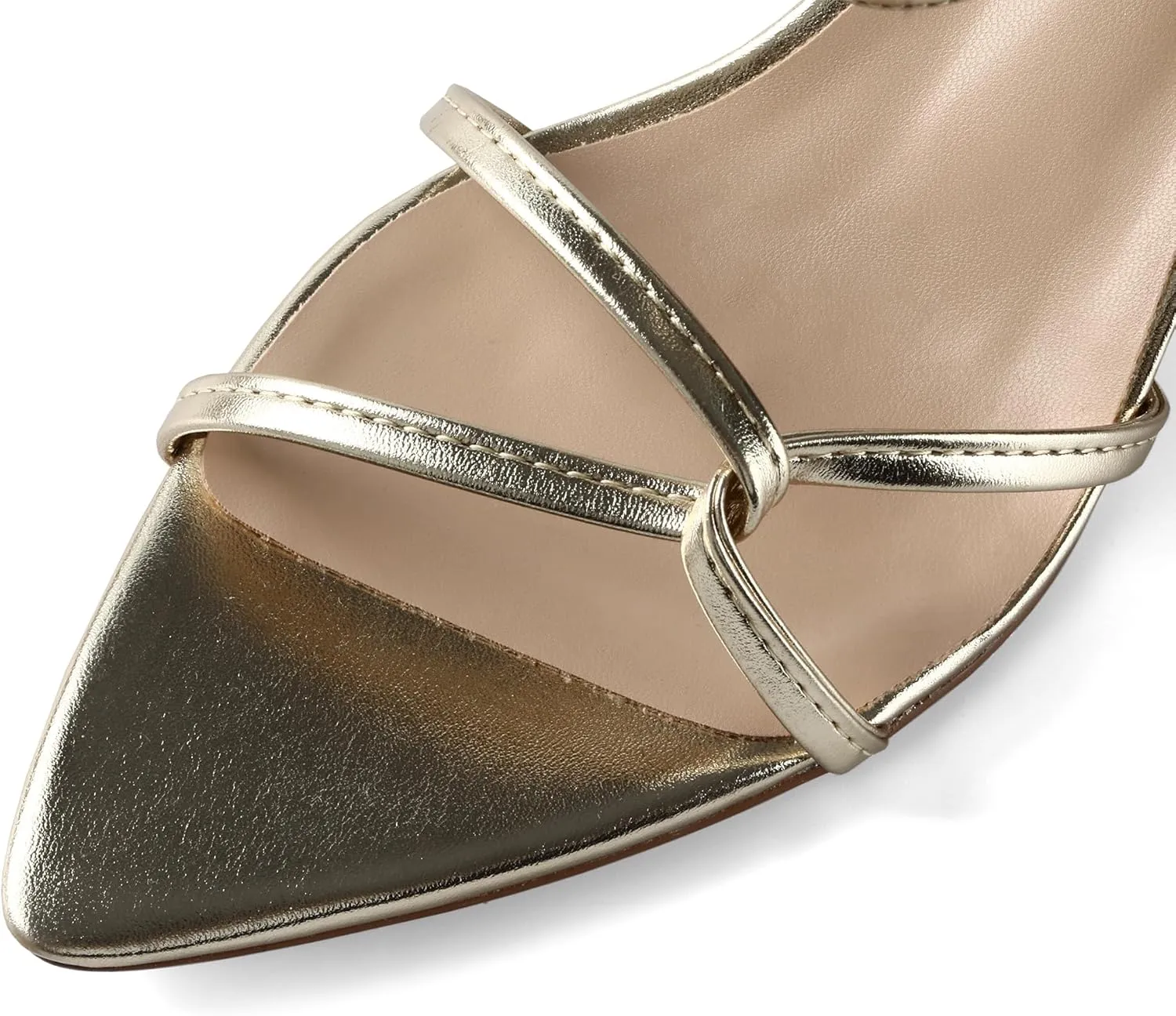 iiimmu Women's Sexy Low Heel Ankle Strappy Sandals Kitten Heels Pointed Toe Faux Leather Dress Daily Wear Parties Office