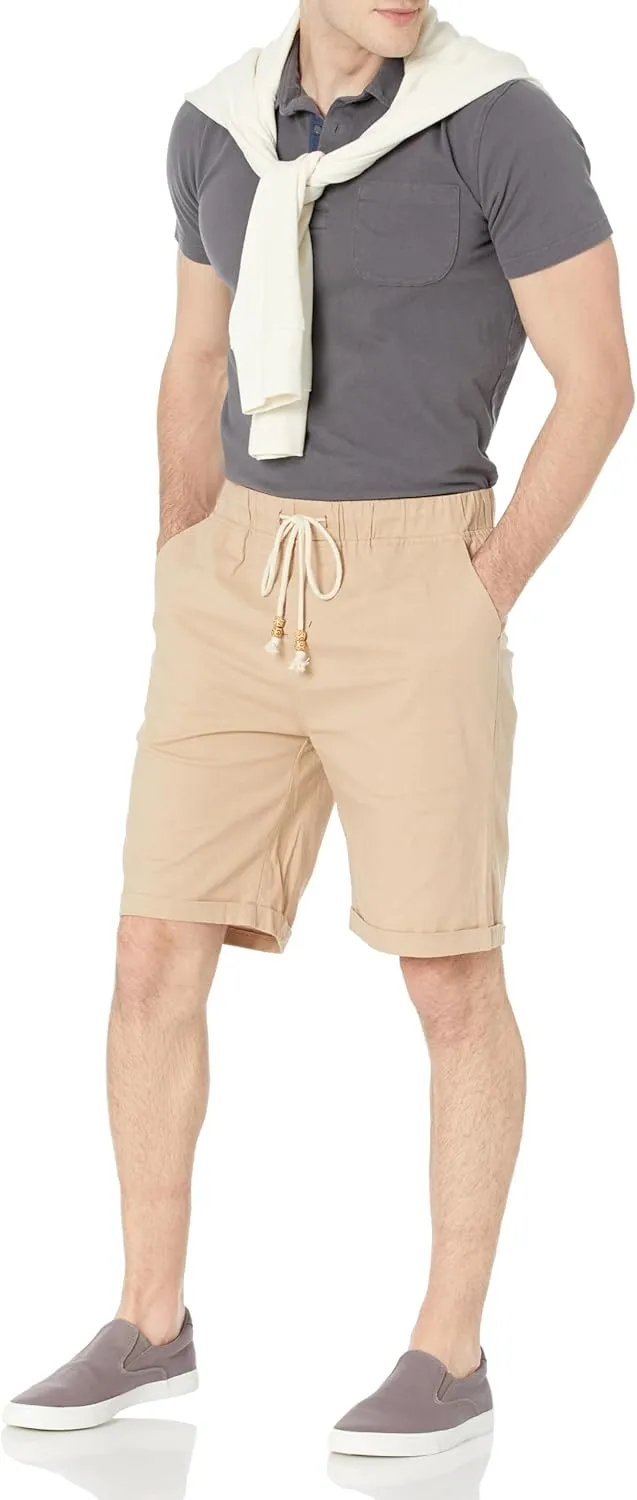 Janmid Men's Linen Shorts Casual Drawstring Summer Beach Shorts for Men