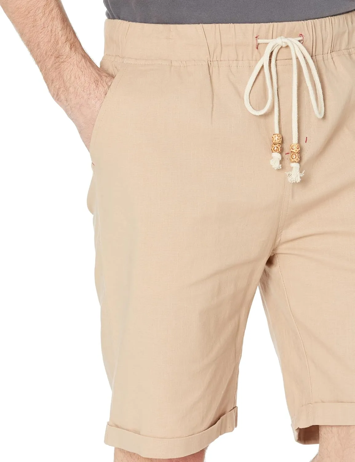 Janmid Men's Linen Shorts Casual Drawstring Summer Beach Shorts for Men