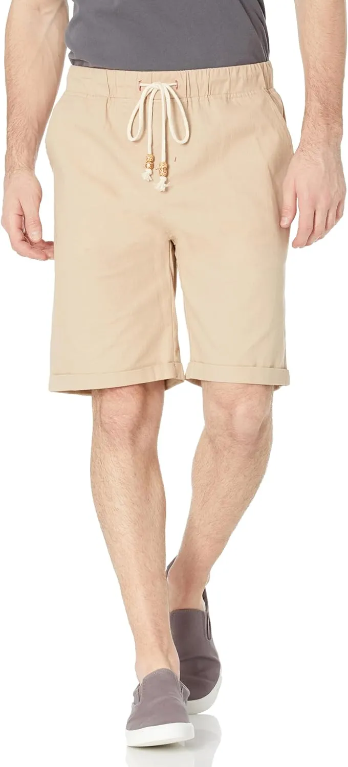 Janmid Men's Linen Shorts Casual Drawstring Summer Beach Shorts for Men