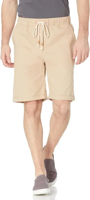 Janmid Men's Linen Shorts Casual Drawstring Summer Beach Shorts for Men
