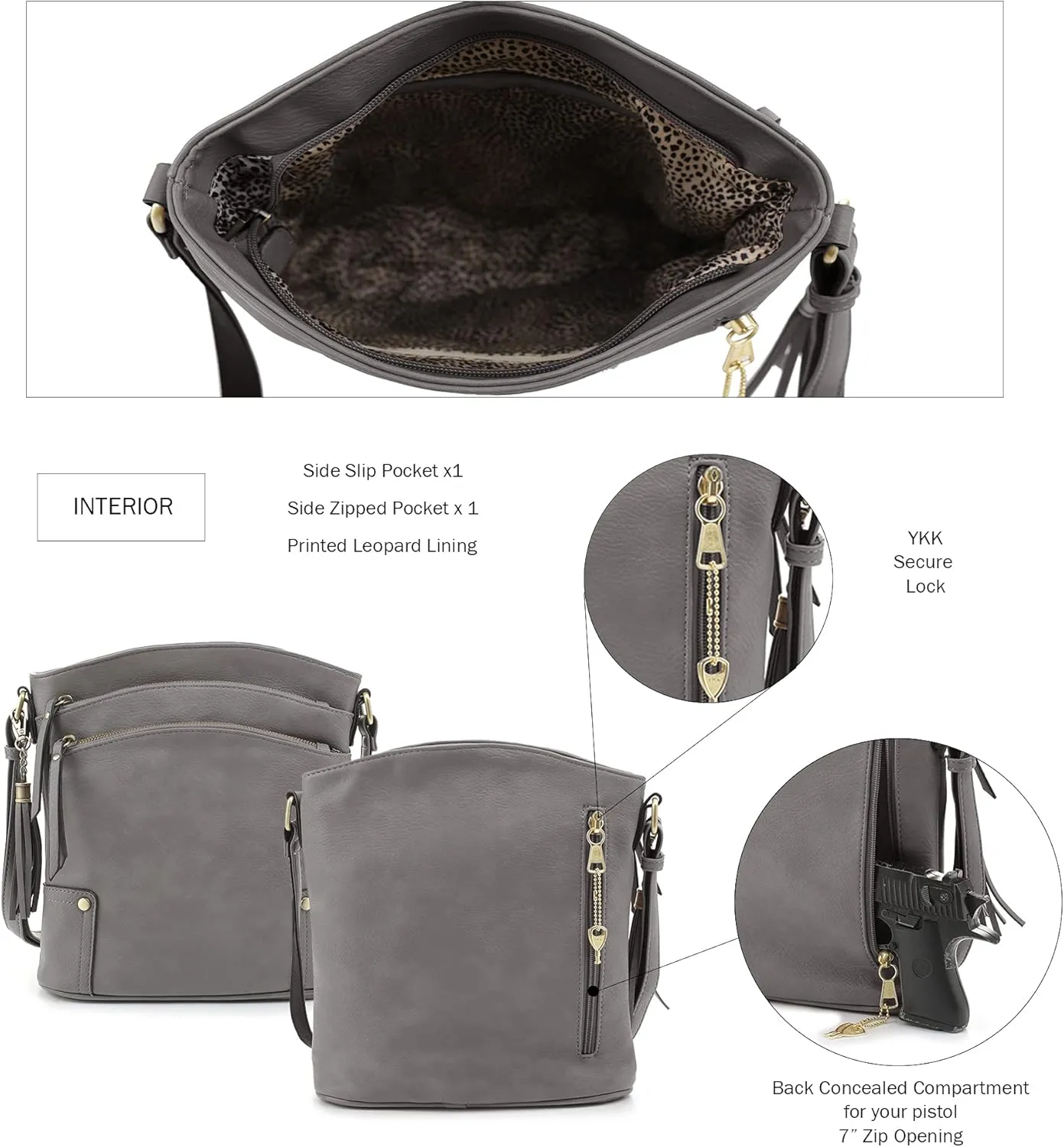 JESSIE & JAMES Robin Multipocket Concealed Carry Crossbody Bag with Lock and Key