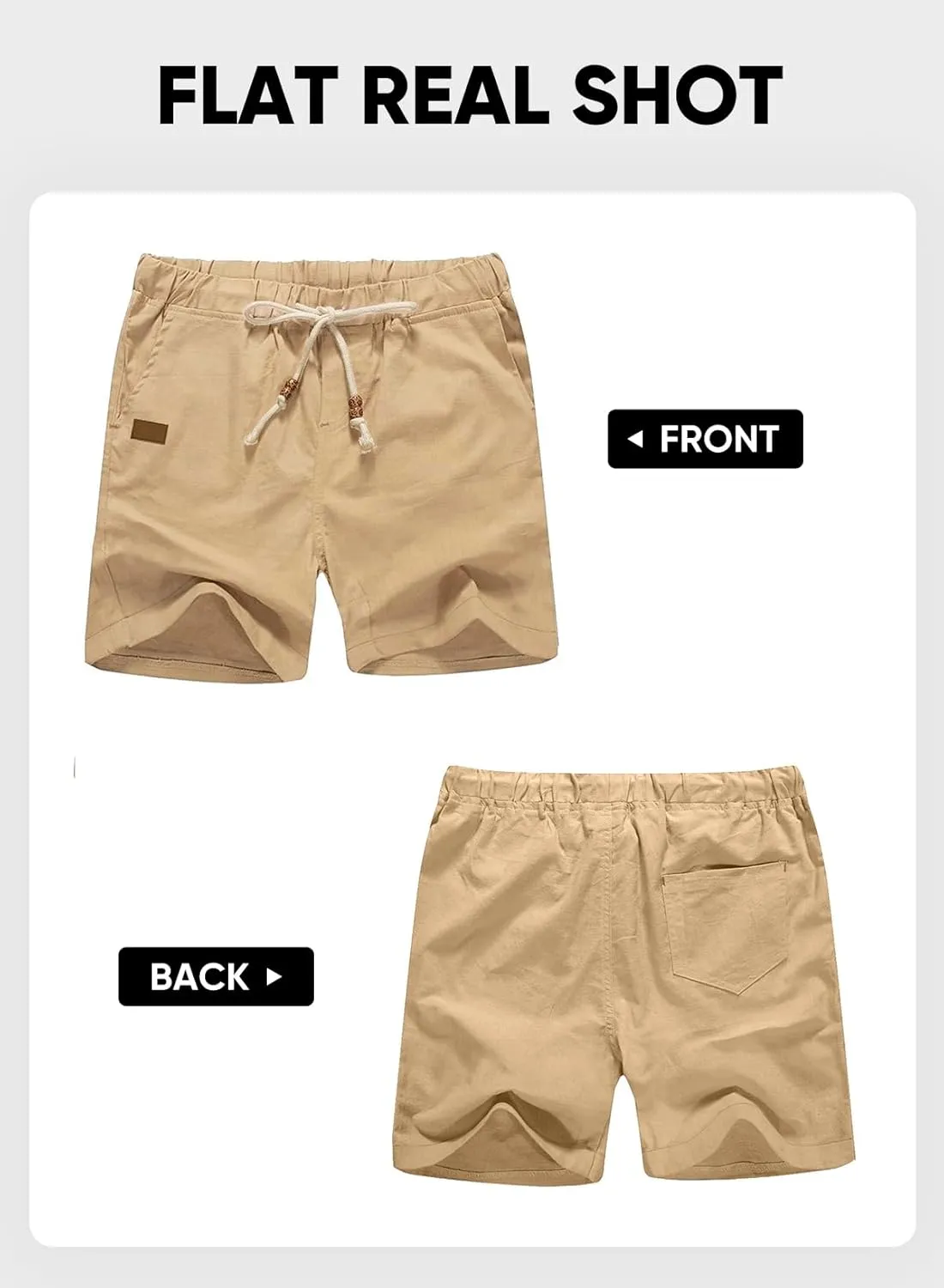 JMIERR Mens Casual 5"/ 7" Cotton Linen Shorts - Elastic Waist Drawstring Summer Beach Shorts with Pockets