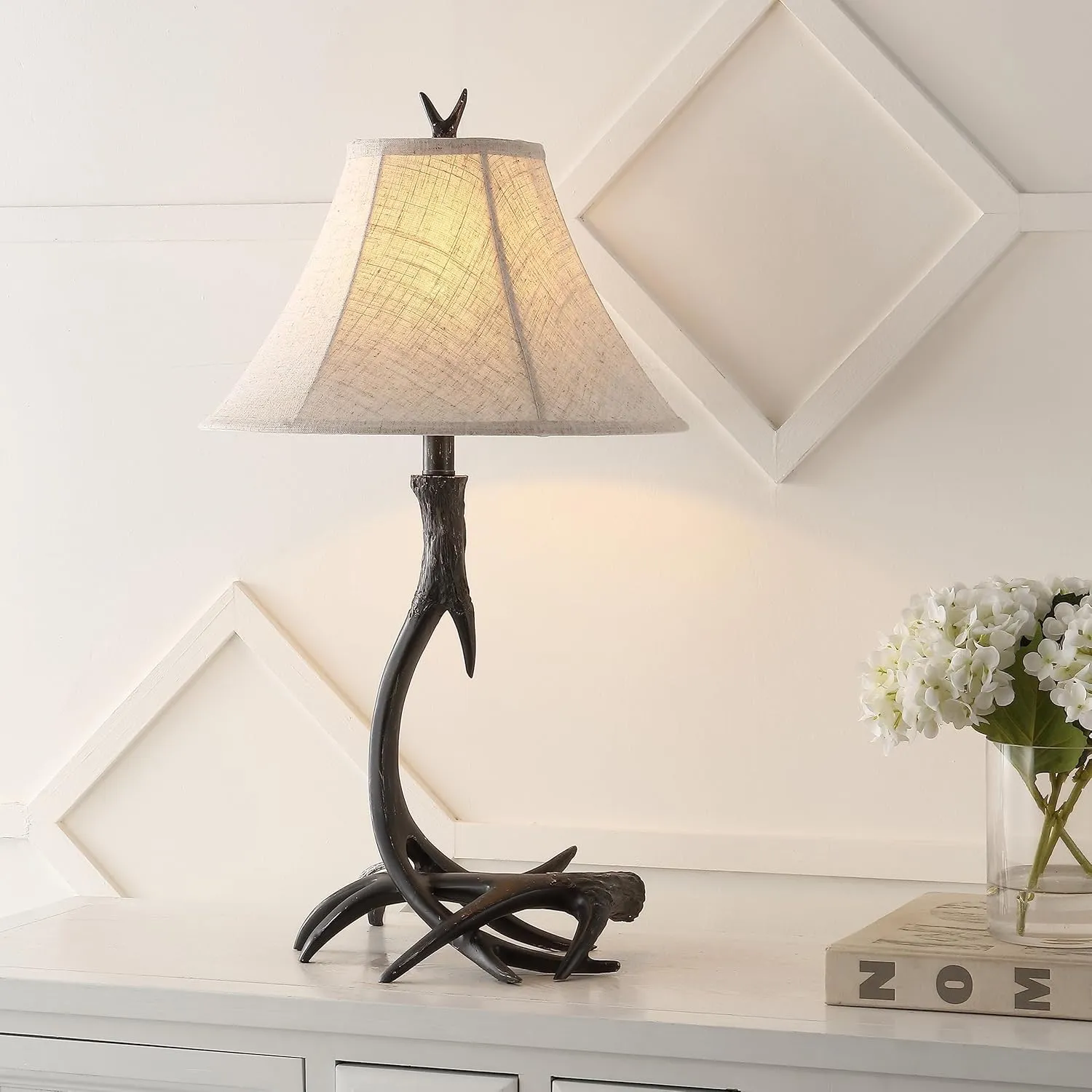 JONATHAN Y JYL6305C Antler 27.5" Rustic Resin LED Table Lamp, Traditional for Bedroom, Living Room, Office, Kids Room, Entryway, College Dorm, Bookcase, LED Bulb Included, Black