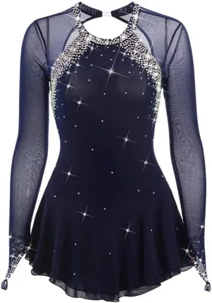 JRUIA Artistic Ice Skating Competition Dress for Girls Women's Figure Skating Leotard Costume Ballet Gymnastics Crystal