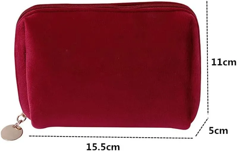 JSEIAJB Women Zipper Velvet Make Up Bag Travel Large Cosmetic Bag For Makeup Solid Color Female Pouch Necessaries