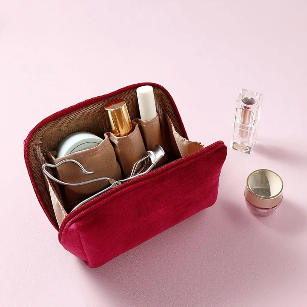 JSEIAJB Women Zipper Velvet Make Up Bag Travel Large Cosmetic Bag For Makeup Solid Color Female Pouch Necessaries